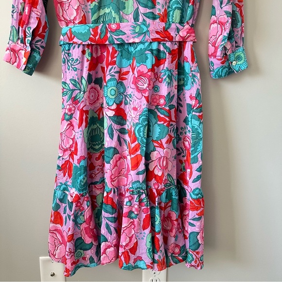Talbots Petite Midi Shirtdress Button Front Floral Print 100% Cotton Size 8P - Picture 8 of 11